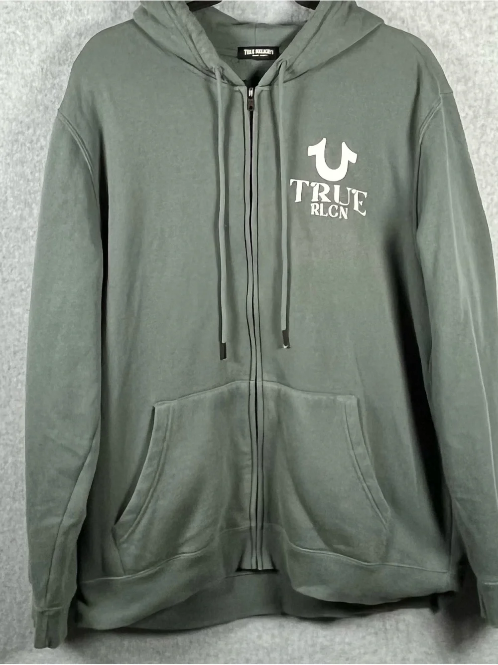 True Religion Sage Green Hoodie with Logo Tag